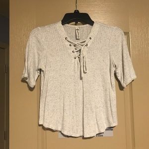 American Rag Short Sleeve Lace Up Shirt